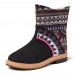 Women Folkways Stitching Pattern Casual Mid-calf Boots Women Folkways Stitching Pattern Casual Mid-calf Boots