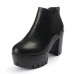 New Women Short Boots PU Elastic Fashion Black High Heel Comfortable Slip-On Shoes New Women Short Boots PU Elastic Fashion Black High Heel Comfortable Slip-On Shoes