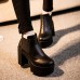New Women Short Boots PU Elastic Fashion Black High Heel Comfortable Slip-On Shoes New Women Short Boots PU Elastic Fashion Black High Heel Comfortable Slip-On Shoes