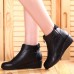 Front Zipper Wedges Fur Lining Casual Leather Boots Front Zipper Wedges Fur Lining Casual Leather Boots