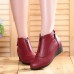Front Zipper Wedges Fur Lining Casual Leather Boots Front Zipper Wedges Fur Lining Casual Leather Boots
