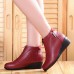 Front Zipper Wedges Fur Lining Casual Leather Boots Front Zipper Wedges Fur Lining Casual Leather Boots