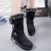 Women Winter Buckle Fur Lining Flat Mid Calf Snow Boots Women Winter Buckle Fur Lining Flat Mid Calf Snow Boots