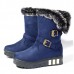 Women Winter Buckle Fur Lining Flat Mid Calf Snow Boots Women Winter Buckle Fur Lining Flat Mid Calf Snow Boots