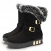 Women Winter Buckle Fur Lining Flat Mid Calf Snow Boots Women Winter Buckle Fur Lining Flat Mid Calf Snow Boots