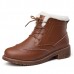 Leather Faux Fur Lining Lace Up Boots For Women Leather Faux Fur Lining Lace Up Boots For Women