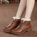 Leather Faux Fur Lining Lace Up Boots For Women Leather Faux Fur Lining Lace Up Boots For Women