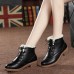 Leather Faux Fur Lining Lace Up Boots For Women Leather Faux Fur Lining Lace Up Boots For Women