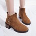 Women Casual Metal Buckle Zipper Ankle Short Boots Women Casual Metal Buckle Zipper Ankle Short Boots