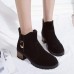 Women Casual Metal Buckle Zipper Ankle Short Boots Women Casual Metal Buckle Zipper Ankle Short Boots
