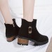 Women Casual Metal Buckle Zipper Ankle Short Boots Women Casual Metal Buckle Zipper Ankle Short Boots