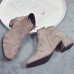 Suede Plush Square Heel Ankle Boots For Women Suede Plush Square Heel Ankle Boots For Women