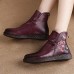 Genuine Leather Flowers Pattern Casual Soft Ankle Boots Genuine Leather Flowers Pattern Casual Soft Ankle Boots