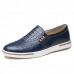 Men Genuine Leather Pattern Slip On Elastic Band Sneakers Men Genuine Leather Pattern Slip On Elastic Band Sneakers