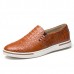 Men Genuine Leather Pattern Slip On Elastic Band Sneakers Men Genuine Leather Pattern Slip On Elastic Band Sneakers
