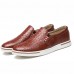 Men Genuine Leather Pattern Slip On Elastic Band Sneakers Men Genuine Leather Pattern Slip On Elastic Band Sneakers