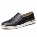 Men Genuine Leather Pattern Slip On Elastic Band Sneakers Men Genuine Leather Pattern Slip On Elastic Band Sneakers