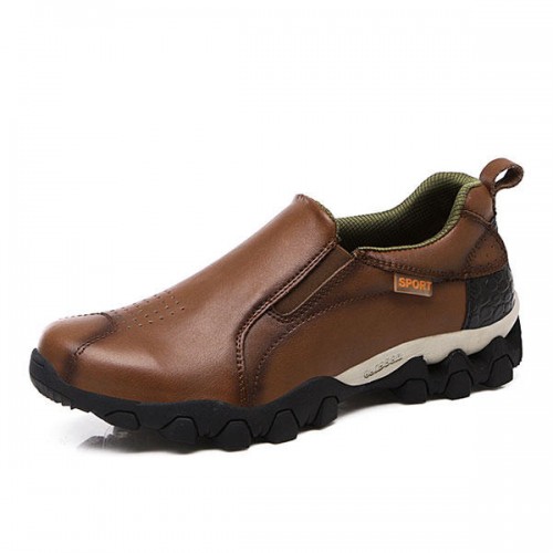 Men Genuine Leather Wear Resistant Outsole Elastic Band Slip On Sneakers Men Genuine Leather Wear Resistant Outsole Elastic Band Slip On Sneakers