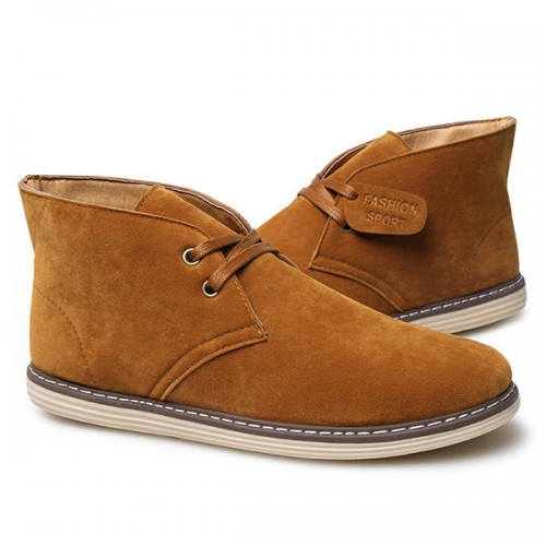Men Soft Suede Leather High Top Flat Sneakers Boots Men Soft Suede Leather High Top Flat Sneakers Boots