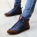 Comfy Men Casual Leather High Top Sneakers Ankle Boots Lace Up Shoes Comfy Men Casual Leather High Top Sneakers Ankle Boots Lace Up Shoes