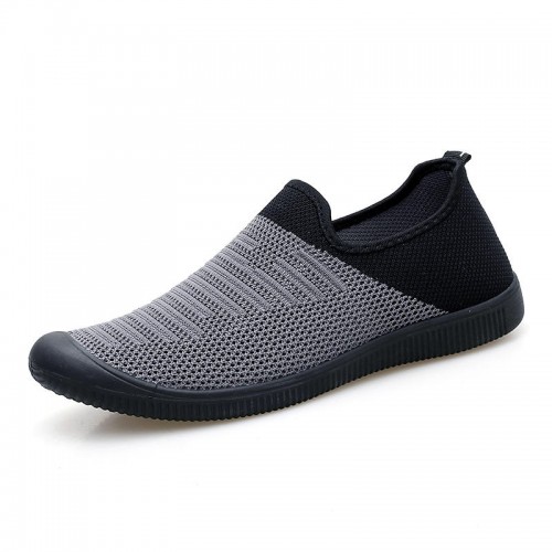 Men Breathable Knitted Mesh Casual Sneakers Soft Slip On Flats Men Breathable Knitted Mesh Casual Sneakers Soft Slip On Flats