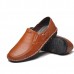 Men Comft Casual Elastic Band Genuine Leather Slip On Loafers Flats Men Comft Casual Elastic Band Genuine Leather Slip On Loafers Flats
