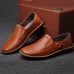 Men Comft Casual Elastic Band Genuine Leather Slip On Loafers Flats Men Comft Casual Elastic Band Genuine Leather Slip On Loafers Flats