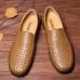 Men Soft Breathable Genuine Leather Hollow Outs Loafers Flats Shoes Men Soft Breathable Genuine Leather Hollow Outs Loafers Flats Shoes