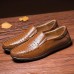 Men Soft Breathable Genuine Leather Hollow Outs Loafers Flats Shoes Men Soft Breathable Genuine Leather Hollow Outs Loafers Flats Shoes