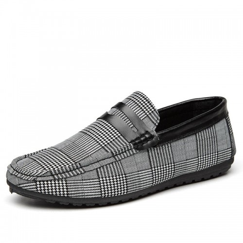Men Soft Sole Breathable Plaid Pattern Flat Loafers Driving Shoes Men Soft Sole Breathable Plaid Pattern Flat Loafers Driving Shoes