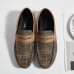 Men Soft Sole Breathable Plaid Pattern Flat Loafers Driving Shoes Men Soft Sole Breathable Plaid Pattern Flat Loafers Driving Shoes