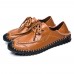 Men Soft Genuine Leather Flat Loafers Lace Up Leather Shoes Men Soft Genuine Leather Flat Loafers Lace Up Leather Shoes