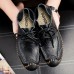 Men Soft Genuine Leather Flat Loafers Lace Up Leather Shoes Men Soft Genuine Leather Flat Loafers Lace Up Leather Shoes