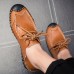 Men Soft Genuine Leather Flat Loafers Lace Up Leather Shoes Men Soft Genuine Leather Flat Loafers Lace Up Leather Shoes