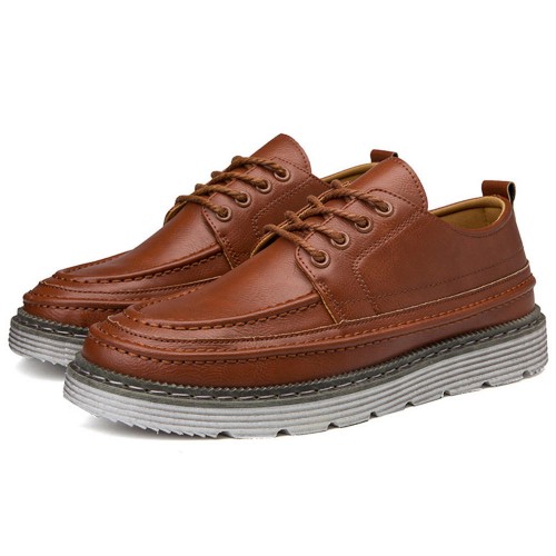 Men Soft Casual Stitching Platform Leather Loafers Men Soft Casual Stitching Platform Leather Loafers