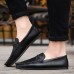Men Low Top Soft Sole Breathable Leather Slip On Flat Loafers Men Low Top Soft Sole Breathable Leather Slip On Flat Loafers