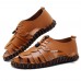 Men Open Toe Genuine Leather Sandals Adjustable Elatic Slip On Breathable Shoes Men Open Toe Genuine Leather Sandals Adjustable Elatic Slip On Breathable Shoes