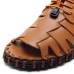 Men Open Toe Genuine Leather Sandals Adjustable Elatic Slip On Breathable Shoes Men Open Toe Genuine Leather Sandals Adjustable Elatic Slip On Breathable Shoes