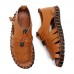 Men Open Toe Genuine Leather Sandals Adjustable Elatic Slip On Breathable Shoes Men Open Toe Genuine Leather Sandals Adjustable Elatic Slip On Breathable Shoes