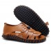 Men Open Toe Genuine Leather Sandals Adjustable Elatic Slip On Breathable Shoes Men Open Toe Genuine Leather Sandals Adjustable Elatic Slip On Breathable Shoes