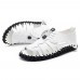 Men Open Toe Genuine Leather Sandals Adjustable Elatic Slip On Breathable Shoes Men Open Toe Genuine Leather Sandals Adjustable Elatic Slip On Breathable Shoes