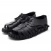 Men Open Toe Genuine Leather Sandals Adjustable Elatic Slip On Breathable Shoes Men Open Toe Genuine Leather Sandals Adjustable Elatic Slip On Breathable Shoes