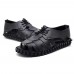 Men Open Toe Genuine Leather Sandals Adjustable Elatic Slip On Breathable Shoes Men Open Toe Genuine Leather Sandals Adjustable Elatic Slip On Breathable Shoes