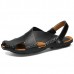 Men Soft Genuine Leather Beach Slippers Sandals Slip On Shoes Men Soft Genuine Leather Beach Slippers Sandals Slip On Shoes