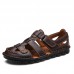 Menico Men Breathable Hollow Outs Hook Loop Genuine Leather Sandals Menico Men Breathable Hollow Outs Hook Loop Genuine Leather Sandals