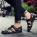 Menico Men Breathable Hollow Outs Hook Loop Genuine Leather Sandals Menico Men Breathable Hollow Outs Hook Loop Genuine Leather Sandals