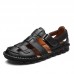 Menico Men Breathable Hollow Outs Hook Loop Genuine Leather Sandals Menico Men Breathable Hollow Outs Hook Loop Genuine Leather Sandals