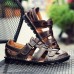 Menico Men Breathable Hollow Outs Hook Loop Genuine Leather Sandals Menico Men Breathable Hollow Outs Hook Loop Genuine Leather Sandals