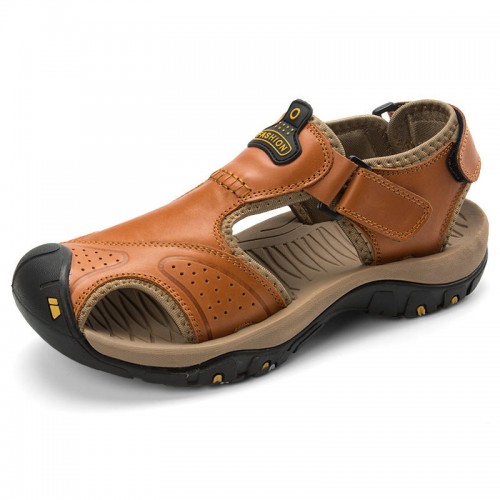 Men Anti Collision Toe Wear Resistance Outsole Comfy Casual Leather Sandals Men Anti Collision Toe Wear Resistance Outsole Comfy Casual Leather Sandals