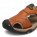 Men Anti Collision Toe Wear Resistance Outsole Comfy Casual Leather Sandals